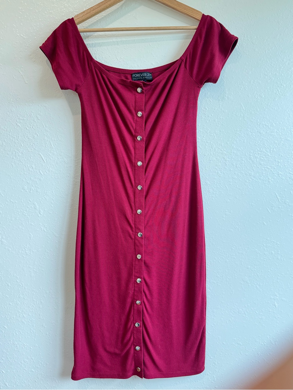 Forever 21 Plus Deep Berry Red Ribbed Tee Dress | Size 0x